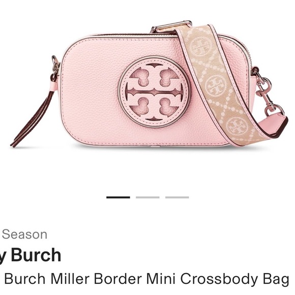 Tory Burch Handbags - Tory Burch Miller Blush Pebbled Leather Mini Crossbody with Logo Strap
